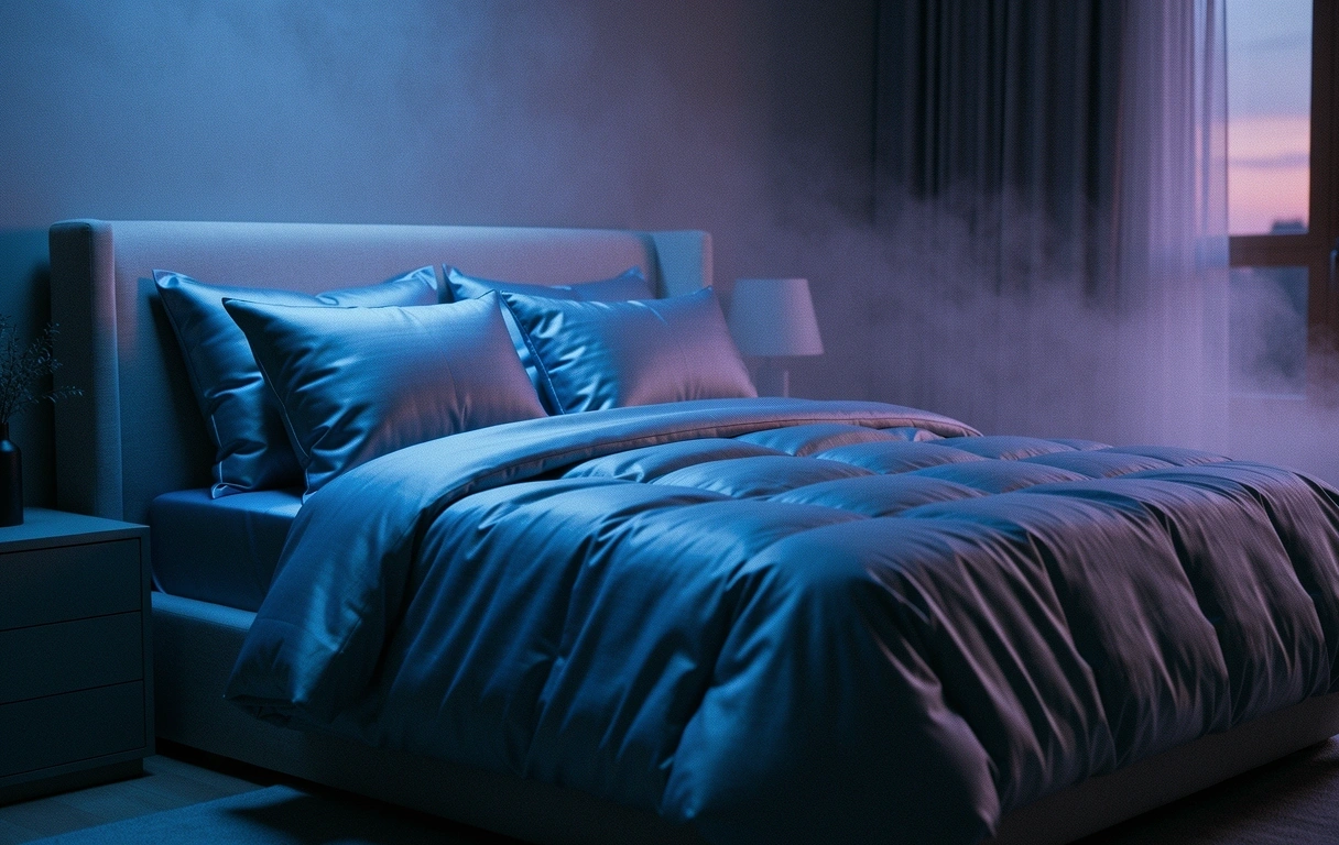 Sanftes Nachtlicht in einem ruhigen Schlafzimmer